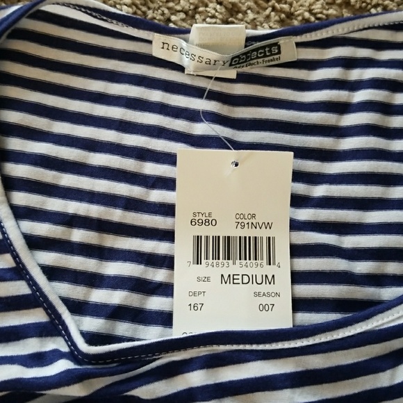 Navy/ white short-3/4 length shirt - Picture 2 of 3